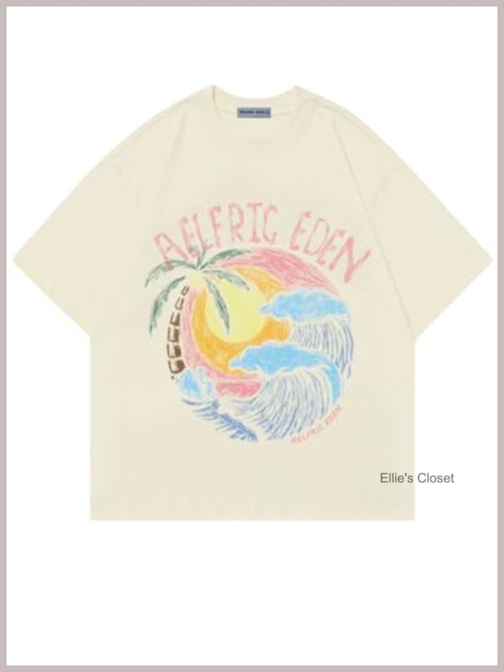 Oversized Sunset Palm Graphic Cotton Short Sleeve Shirt Streetwear Tee